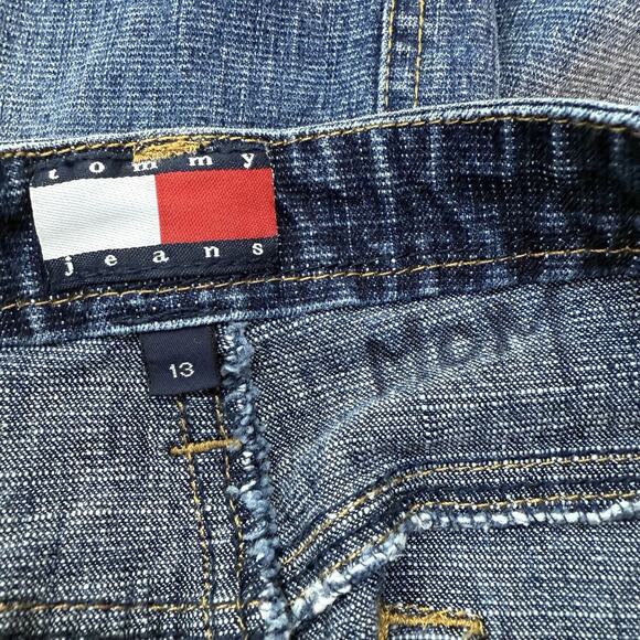 Y2K Tommy Jeans Vintage Denim Mini Skirt Size 13 Medium Wash Embroidered Pockets - Picture 7 of 10